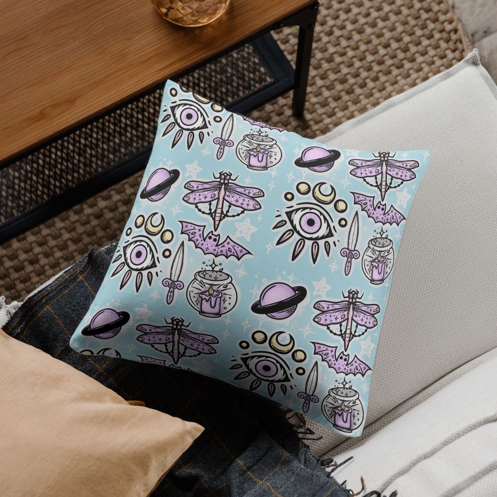 LIGHT BLUE WITCHY ELEMENTS PILLOW